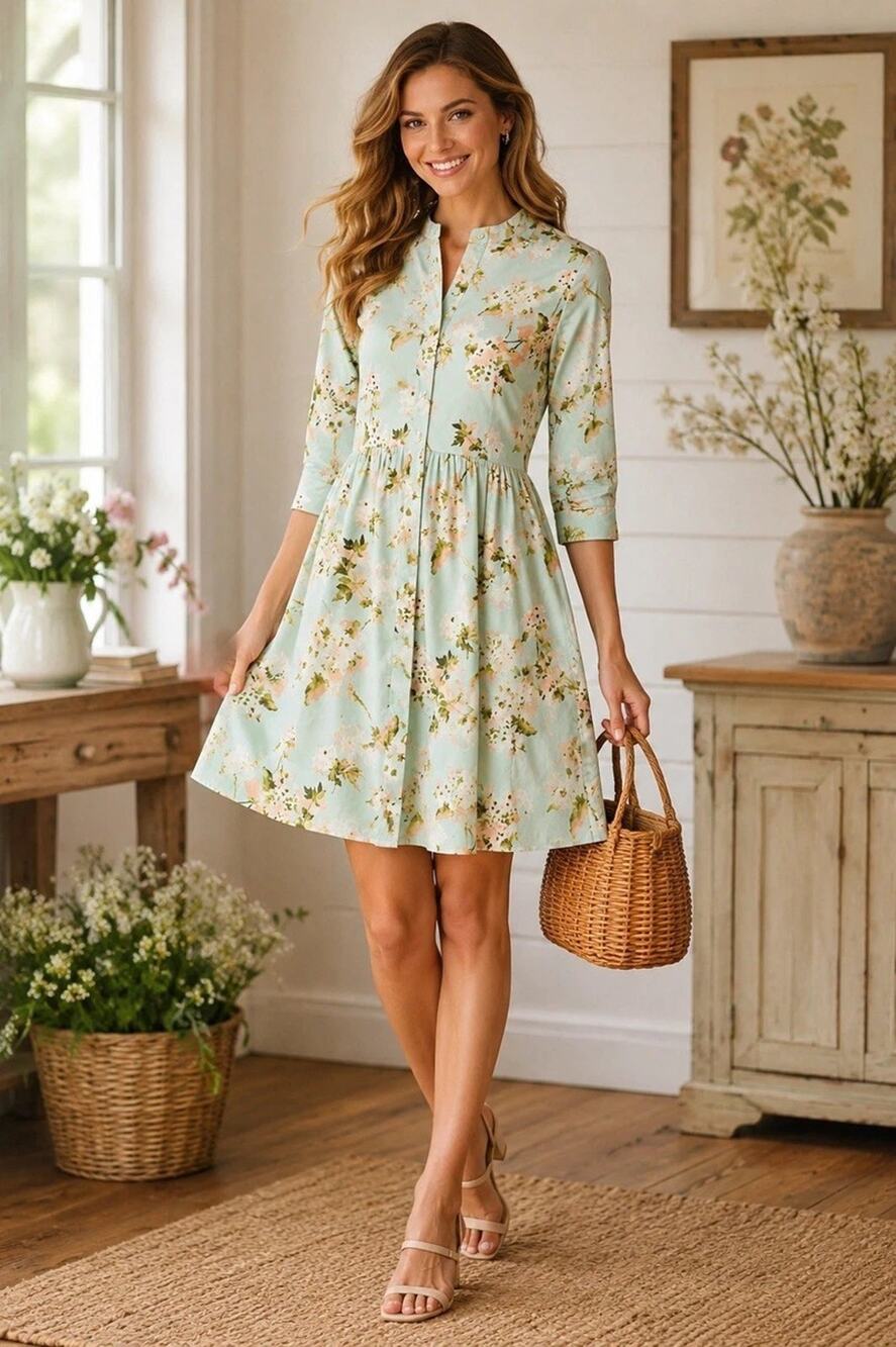 Tuckernuck XS Aqua Watercolor Royal Shirt Dress Floral